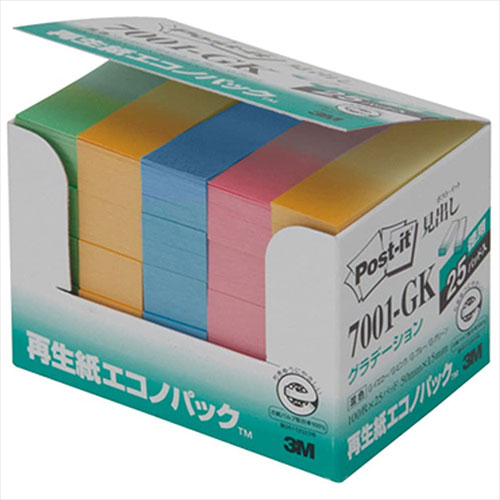【5個セット】 3M Post-it ポストイット 再生紙エコノパック 見出し 3M-7001-GKX5