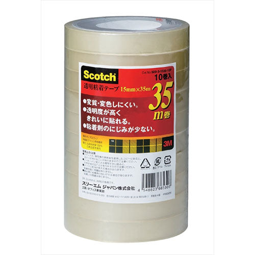 【10巻入×5セット】 3M Scotch スコッチ 透明粘着テープ500 15mmX35m 10巻入 3M-500-3-1535-10PX5