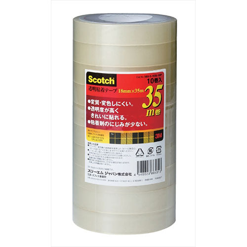 【10巻入×5セット】 3M Scotch スコッチ 透明粘着テープ500 18mmX35m 10巻入 3M-500-3-1835-10PX5