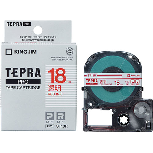 【5個セット】 KING JIM キングジム テプラPROテープ透明ラベル 18mm 赤文字 KJ-ST18RX5
