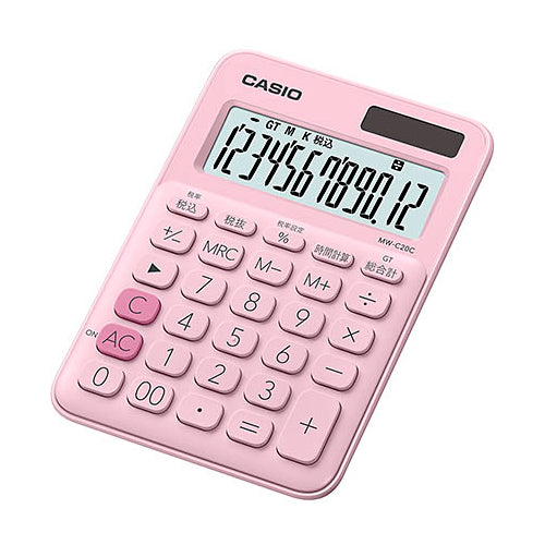 【5個セット】 カシオ計算機 カラフル電卓 ミニジャストタイプ ペールピンク MW-C20C-PK-NX5