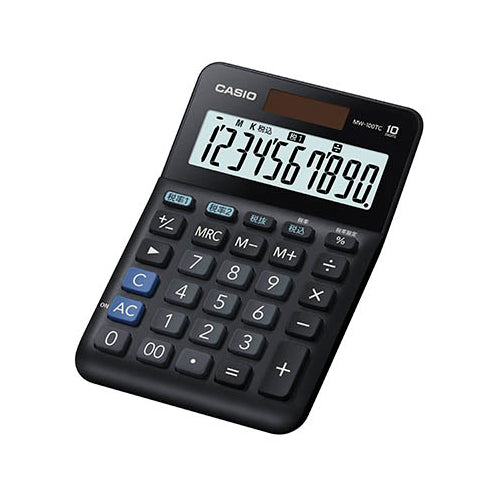【5個セット】 カシオ計算機 W税率電卓 ミニジャストタイプ 10桁 ブラック MW-100TC-BK-NX5