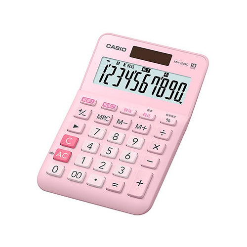 【5個セット】 カシオ計算機 W税率電卓 ミニジャストタイプ 10桁 ピンク MW-100TC-PK-NX5