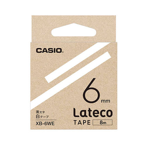 【5個セット】 カシオ計算機 Lateco 詰め替え用テープ 6mm 白テープ 黒文字 XB-6WEX5