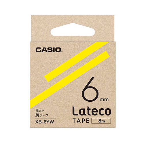 【5個セット】 カシオ計算機 Lateco 詰め替え用テープ 6mm 黄テープ 黒文字 XB-6YWX5