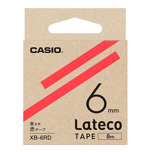 【5個セット】 カシオ計算機 Lateco 詰め替え用テープ 6mm 赤テープ 黒文字 XB-6RDX5