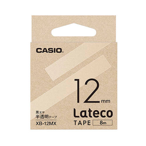 【5個セット】 カシオ計算機 Lateco 詰め替え用テープ 12mm 半透明テープ黒文字 XB-12MXX5
