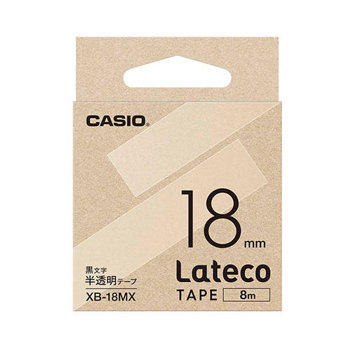【5個セット】 カシオ計算機 Lateco 詰め替え用テープ 18mm 半透明テープ黒文字 XB-18MXX5