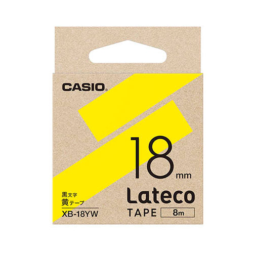 【5個セット】 カシオ計算機 Lateco 詰め替え用テープ 18mm 黄テープ 黒文字 XB-18YWX5