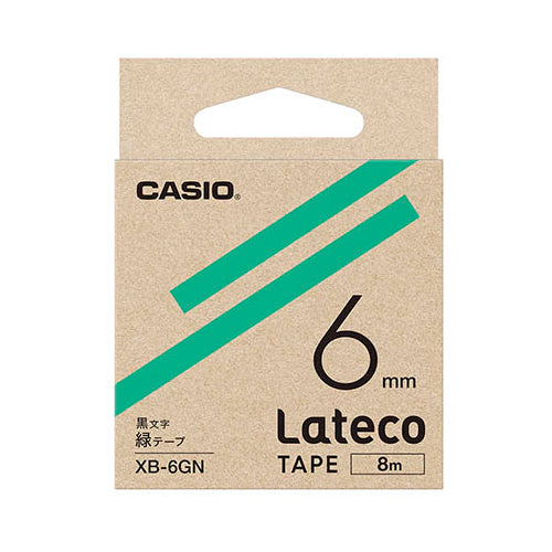 【5個セット】 カシオ計算機 Lateco 詰め替え用テープ 6mm 緑テープ 黒文字 XB-6GNX5