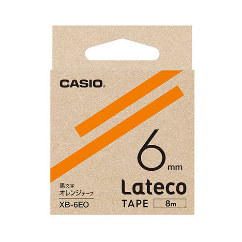 【5個セット】 カシオ計算機 Lateco 詰め替え用テープ 6mm オレンジテープ黒文字 XB-6EOX5