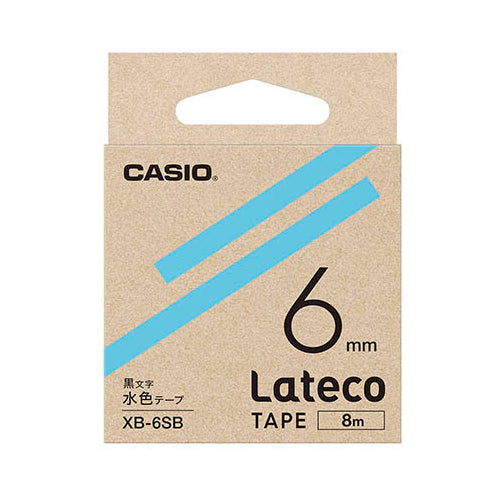 【5個セット】 カシオ計算機 Lateco 詰め替え用テープ 6mm 水色テープ 黒文字 XB-6SBX5