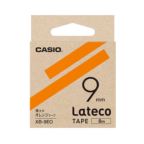 【5個セット】 カシオ計算機 Lateco 詰め替え用テープ 9mm オレンジテープ黒文字 XB-9EOX5
