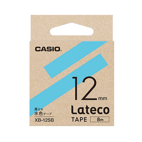 【5個セット】 カシオ計算機 Lateco 詰め替え用テープ 12mm 水色テープ 黒文字 XB-12SBX5