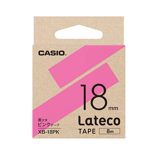 【5個セット】 カシオ計算機 Lateco 詰め替え用テープ 18mm ピンクテープ黒文字 XB-18PKX5