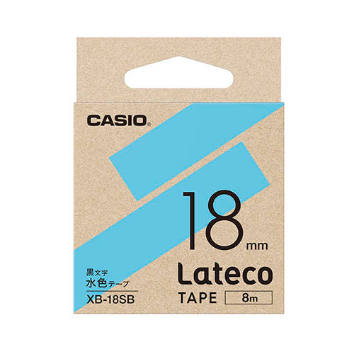 【5個セット】 カシオ計算機 Lateco 詰め替え用テープ 18mm 水色テープ 黒文字 XB-18SBX5