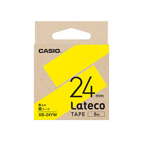 【5個セット】 カシオ計算機 Lateco専用詰替用テープ/黄に黒文字/24mm XB-24YWX5