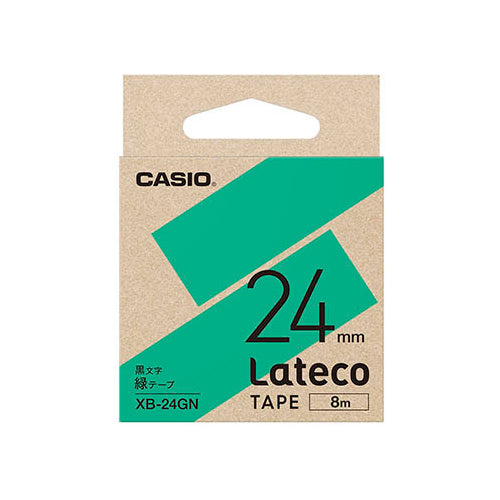 【5個セット】 カシオ計算機 Lateco専用詰替用テープ/緑に黒文字/24mm XB-24GNX5