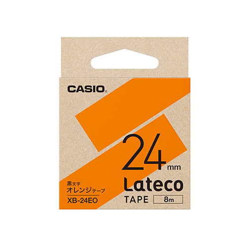 【5個セット】 カシオ計算機 Lateco専用詰替用テープ/オレンジに黒文字/24mm XB-24EOX5