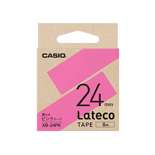 【5個セット】 カシオ計算機 Lateco専用詰替用テープ/ピンクに黒文字/24mm XB-24PKX5