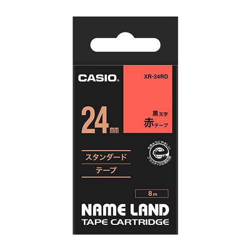 【5個セット】 カシオ計算機 ネームランドテープ24mm 赤 XR-24RDX5