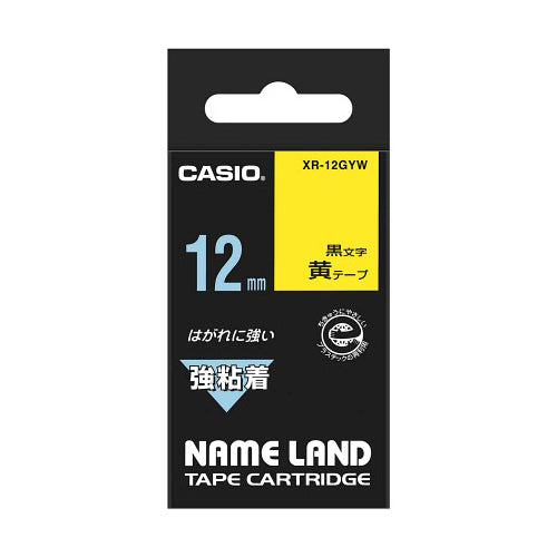 【5個セット】 カシオ計算機 ネームランド強粘着テープ12mm 黄 XR-12GYWX5