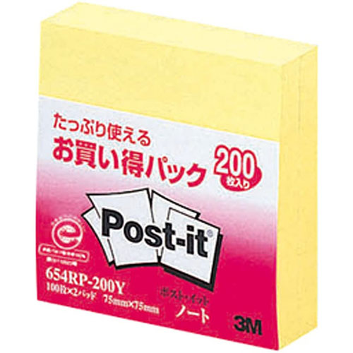 【10個セット】 3M Post-it ポストイット お買い得パック ノート 3M-654RP-200YX10