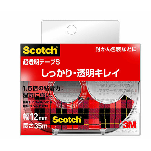 【10個セット】 3M Scotch スコッチ 超透明テープS 12mm×35m ディスペンサー付 3M-600-1-12DNX10