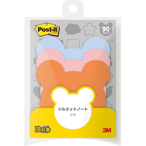 【10個セット】 3M Post-it ポストイット シルエットノート 強粘着 クマ 3M-SSS-BERX10