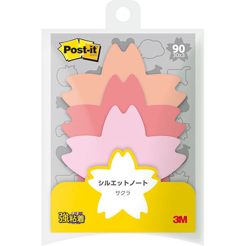 【10個セット】 3M Post-it ポストイット シルエットノート 強粘着 サクラ 3M-SSS-CHRX10
