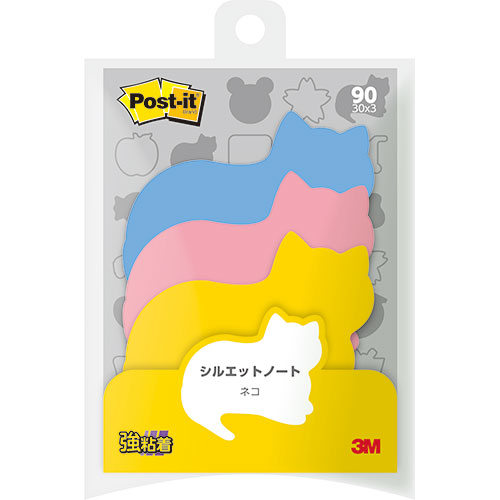 【10個セット】 3M Post-it ポストイット シルエットノート 強粘着 ネコ 3M-SSS-NERX10