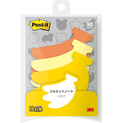【10個セット】 3M Post-it ポストイット シルエットノート 強粘着 バナナ 3M-SSS-BAX10