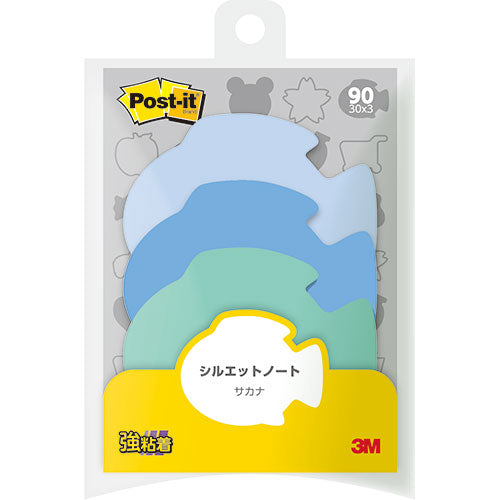 【10個セット】 3M Post-it ポストイット シルエットノート 強粘着 サカナ 3M-SSS-FIX10