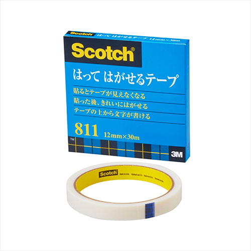 【10個セット】 3M Scotch スコッチ はってはがせるテープ 12mm×30m 3M-811-3-12X10