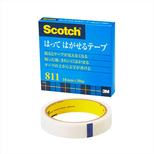 【10個セット】 3M Scotch スコッチ はってはがせるテープ 18mm×30m 3M-811-3-18X10