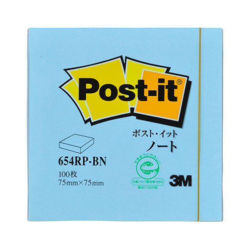 【20個セット】 3M Post-it ポストイット 再生紙 ノート ブルー 3M-654RP-BNX20