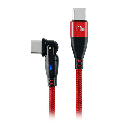 【5個セット】 日本トラストテクノロジー 180°回転コネクタPD100Wケーブル 1m レッド 180RPD-10M-RDX5