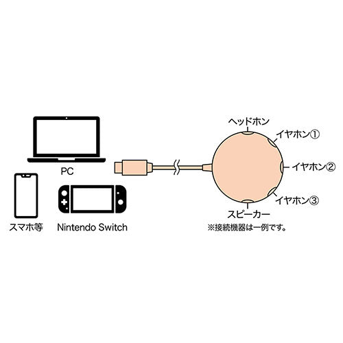 【5個セット】 ミヨシ 5分配ステレオプラグ Type-C変換 ブラック AAC-SPC5/BKX5