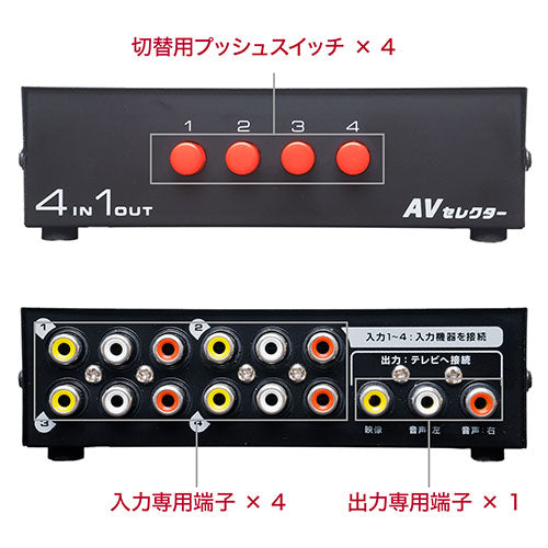 【5個セット】 ミヨシ AVセレクター4台用 ブラック RCS-01/BKX5