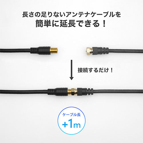 【5個セット】 HORIC ホーリック アンテナ延長ケーブル 1m ブラック F型接栓メス/L字差込式コネクタ ACF10-672BKX5