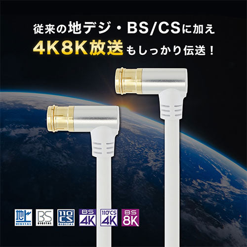 【5個セット】 HORIC ホーリック アンテナケーブル 7m ホワイト アルミヘッド 両側L字差込式コネクタ AC70-683WHX5