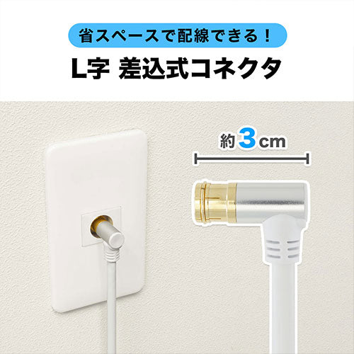 【5個セット】 HORIC ホーリック アンテナケーブル 7m ホワイト アルミヘッド 両側L字差込式コネクタ AC70-683WHX5