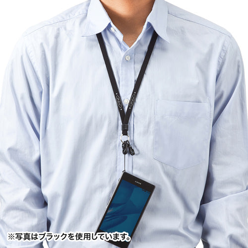 【5個セット】 サンワサプライ ネックストラップ(10mm幅) DG-ST16BLX5