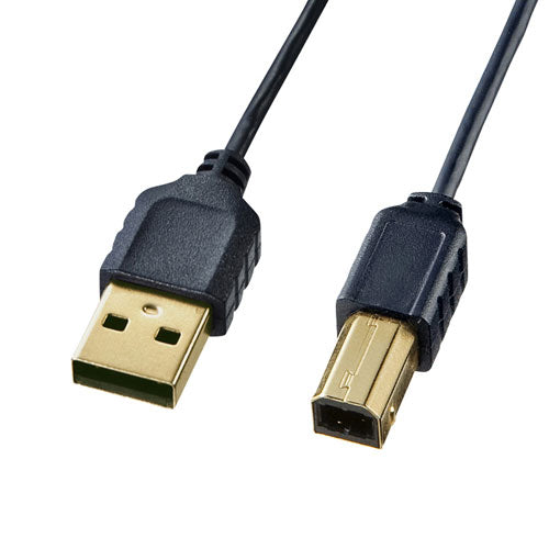 【5個セット】 サンワサプライ 極細USBケーブル (USB2.0 A-Bタイプ) 0.5m ブラック KU20-SL05BKKX5