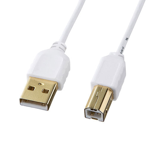 【5個セット】 サンワサプライ 極細USBケーブル (USB2.0 A-Bタイプ) 1.5m KU20-SL15WKX5