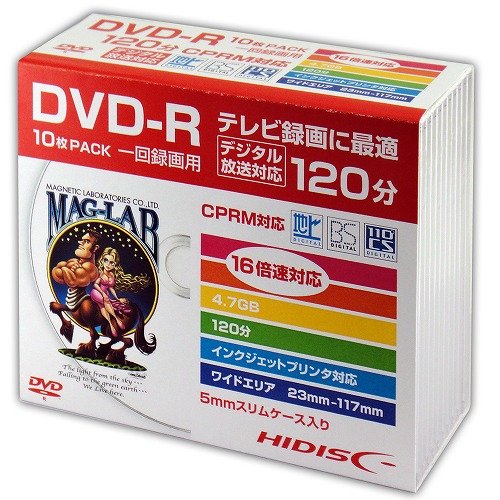 【10P×5セット】 HIDISC DVD-R 録画用5mmスリムケース HDDR12JCP10SCX5