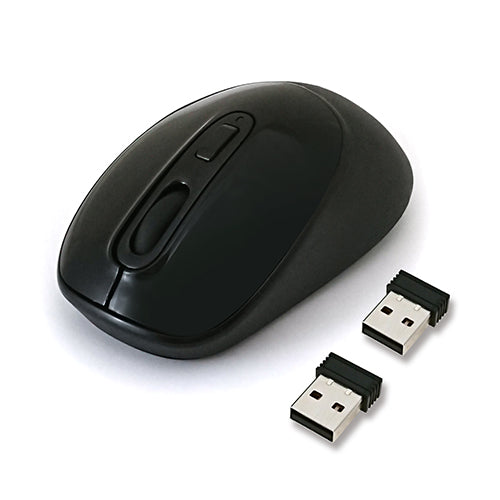 【5個セット】 HIDISC PC2台に接続して簡単に切り替え 2レシーバー付 ワイヤレスマウス HDM-7146BKX5