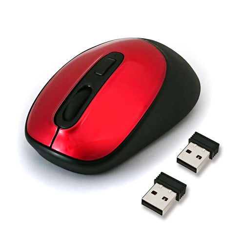 【5個セット】 HIDISC PC2台に接続して簡単に切り替え 2レシーバー付 ワイヤレスマウス(レッド) HDM-7146RDX5