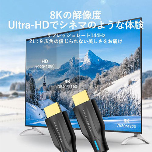 【5個セット】 VENTION 8K HDMIケーブル 1.5m Black AA-1321X5