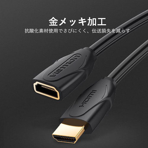 【5個セット】 VENTION HDMI 延長ケーブル 5m Black 4K対応 VA-1765X5